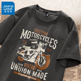 Настоящий вайс американский короткий рукав 2025 новый человек Футболка лето хлопок свободный прилив бренд сочувствовать ретро мужской с коротким рукавом X