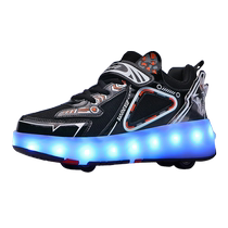 Lomberg childrens shoes girls flying sneakers deformed heelys shoes boys flashing childrens roller skates for students