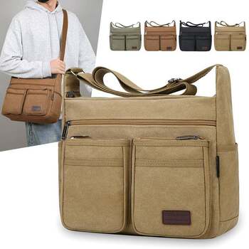 New thickened canvas bag crossbody bag wear-resistant portable multifunctional retro one-shoulder crossbody men's bag labor protection tool bag
