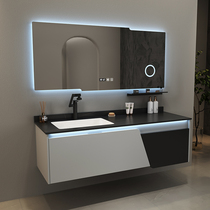 Oak smart bathroom cabinet ceramic integrated basin modern minimalist bathroom washbasin cabinet washbasin