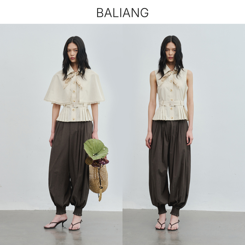 Baliang Eight-Layer [Cloud Veil] Tencel Detachable Cape Jacket Coat Lace Sleeveless Vest for Women