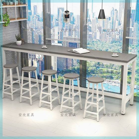 벽 바 테이블 높은 테이블 간단한 집 거실 발코니 작은 바 긴 테이블 밀크 티 숍 테이블과 의자 조합