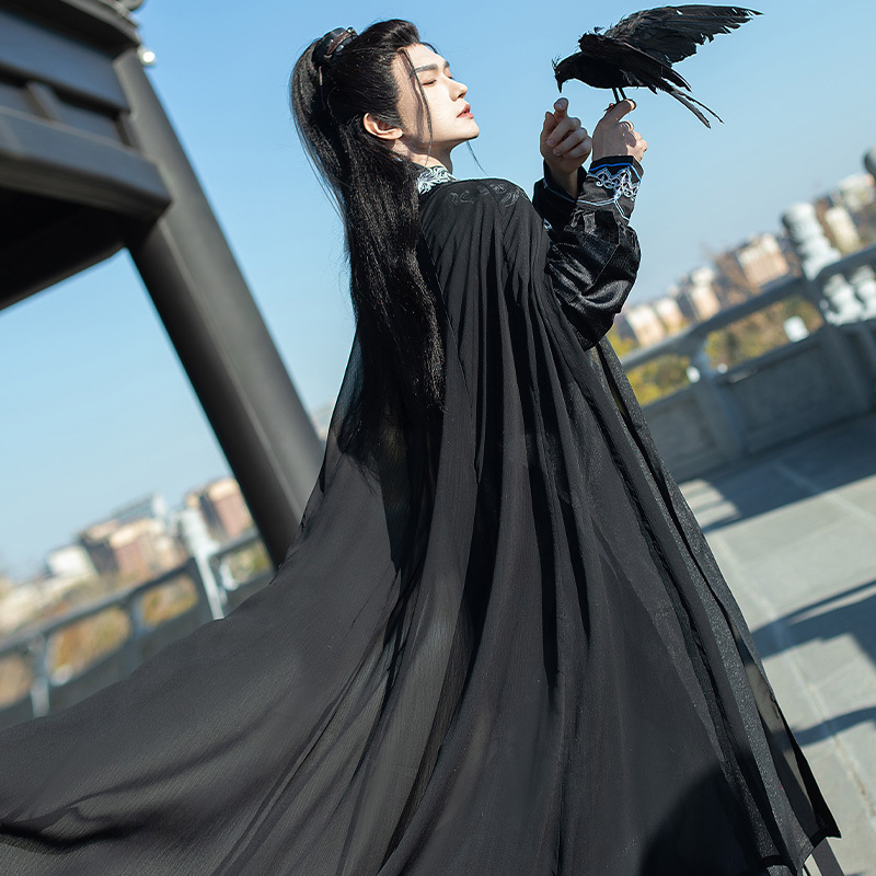 Shuyu Original Hanfu for Men in Song Dynasty Style, Black Heroic Cloak, Elegant and Flowing, Couple Set for Students Shuyu Original Hanfu for Men in Song Dynasty Style, Black Heroic Cloak, Elegant and Flowing, Couple Set for Students