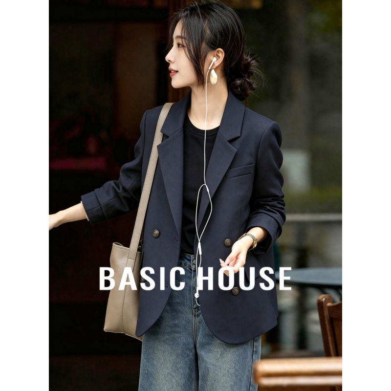 Basic House/Baijiahao Double-Breasted Casual Blazer for Women, New Autumn Commuter Style, Elegant Small Suit Basic House/Baijiahao Double-Breasted Casual Blazer for Women, New Autumn Commuter Style, Elegant Small Suit