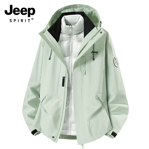 Jeep, синяя куртка, демисезонный дорожный ветрозащитный альпинистский пуховик, «три в одном», увеличенная толщина