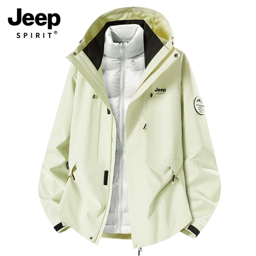 Jeep, синяя куртка, демисезонный дорожный ветрозащитный альпинистский пуховик, «три в одном», увеличенная толщина