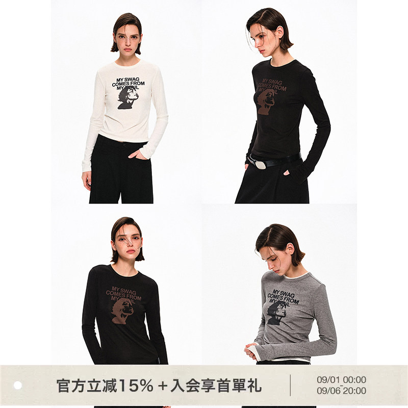Flowersays: White Wisteria Nostalgia Slim-Fit Portrait Print Round Neck Regular Shoulder Vintage Long Sleeve T-Shirt Flowersays: White Wisteria Nostalgia Slim-Fit Portrait Print Round Neck Regular Shoulder Vintage Long Sleeve T-Shirt