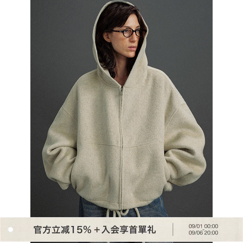 Flowersays: [Same Style as Celebrities] Mango Leaf Yak Wool Camel Wool Double-Sided Woolen Short Coat