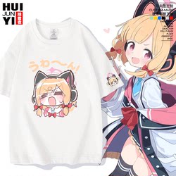 T-Shirt with Short Sleeves Featuring Characters from the Anime Blue Archive, Suitable for Both Male and Female Students, Made of Pure Cotton, Featuring a Two-Dimensional Design