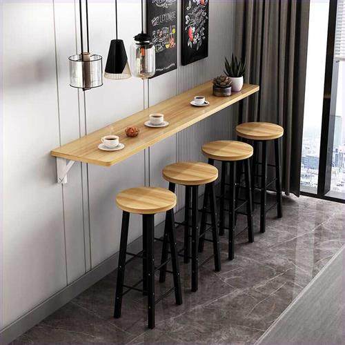 가정용 발코니 벽 긴 테이블 밀크티 숍 테이블과 의자 조합 상업용 간단한 식탁을 위한 벽걸이형 접이식 바 테이블