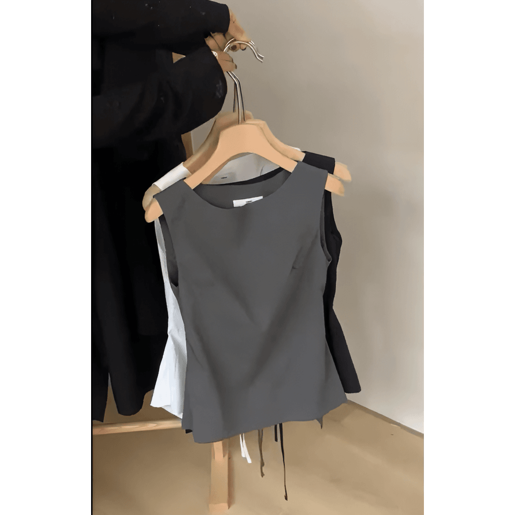 French-Style Design Niche Lace-Up Sleeveless Vest for Women, Summer 2026 New Model, High-End Waist-Cinching Elegant Top