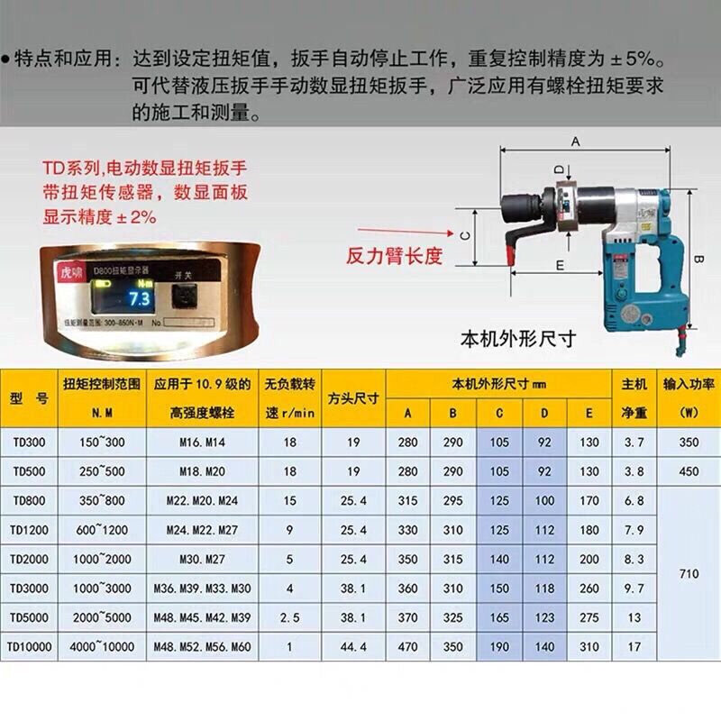 Tiger-howling electric digital display torque wrench set torque adjustable torque wrench steel structure bridge high strength bolts loading and unloading-Taobao