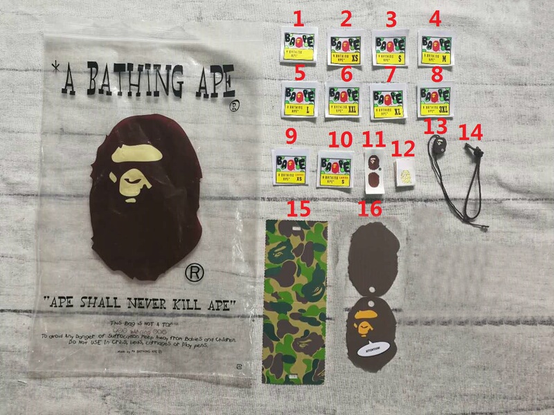 Bape Main Label, Washed Fabric Label, Trademark, Hang Tag, Packaging Bag, Accessories
