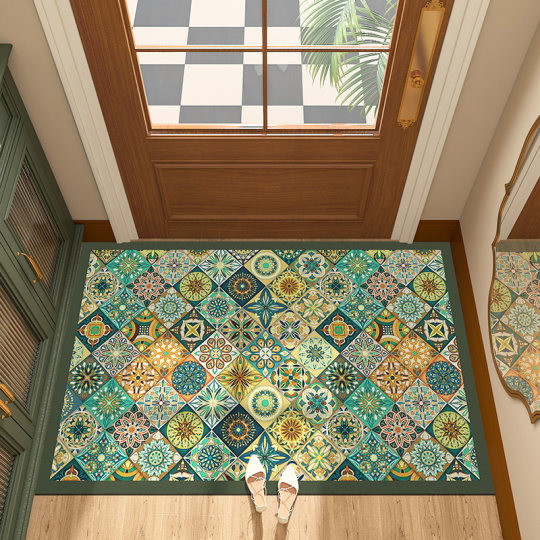 美式免洗入户门地垫客厅玄关皮革地毯家用进门门外耐脏防滑踩脚垫