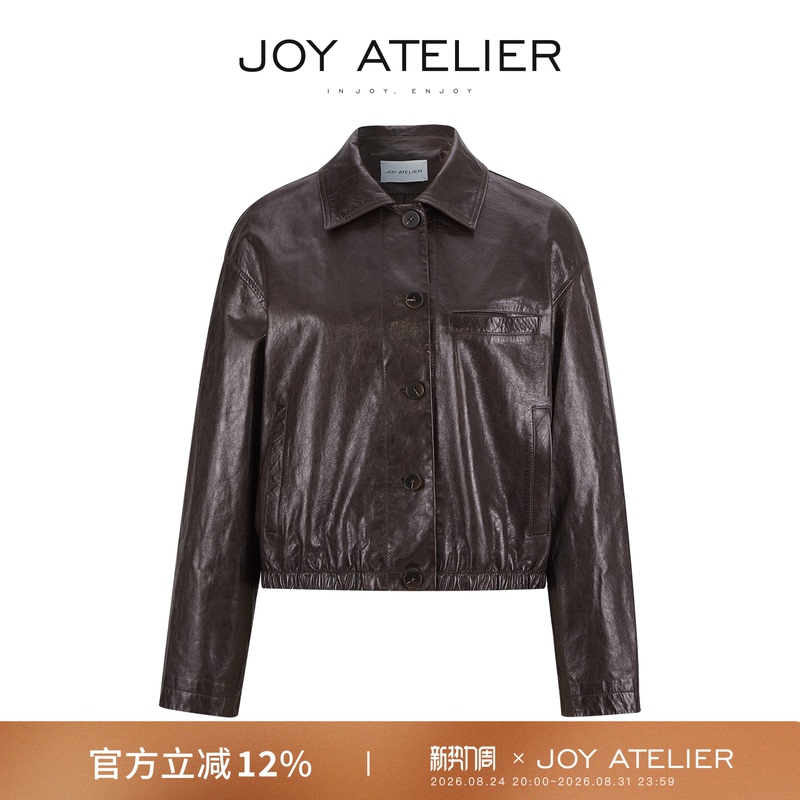 Joy's Best Friend Imported This First-Layer Sheepskin Short Jacket from Spain, a High-End, Cool and Stylish Lapel Leather Jacket for Women