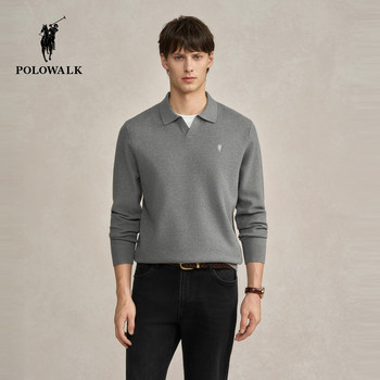 Polowalk men's sweater 2025 autumn new simple fashion fake two-piece lapel pullover top for men Polowalk men's sweater 2025 autumn new simple fashion fake two-piece lapel pullover top for men