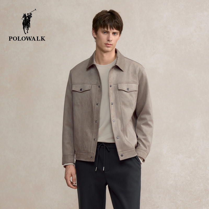Polowalk Men's Jacket 2026 Spring Simple Lapel Retro Jacket Versatile Casual Top for Men