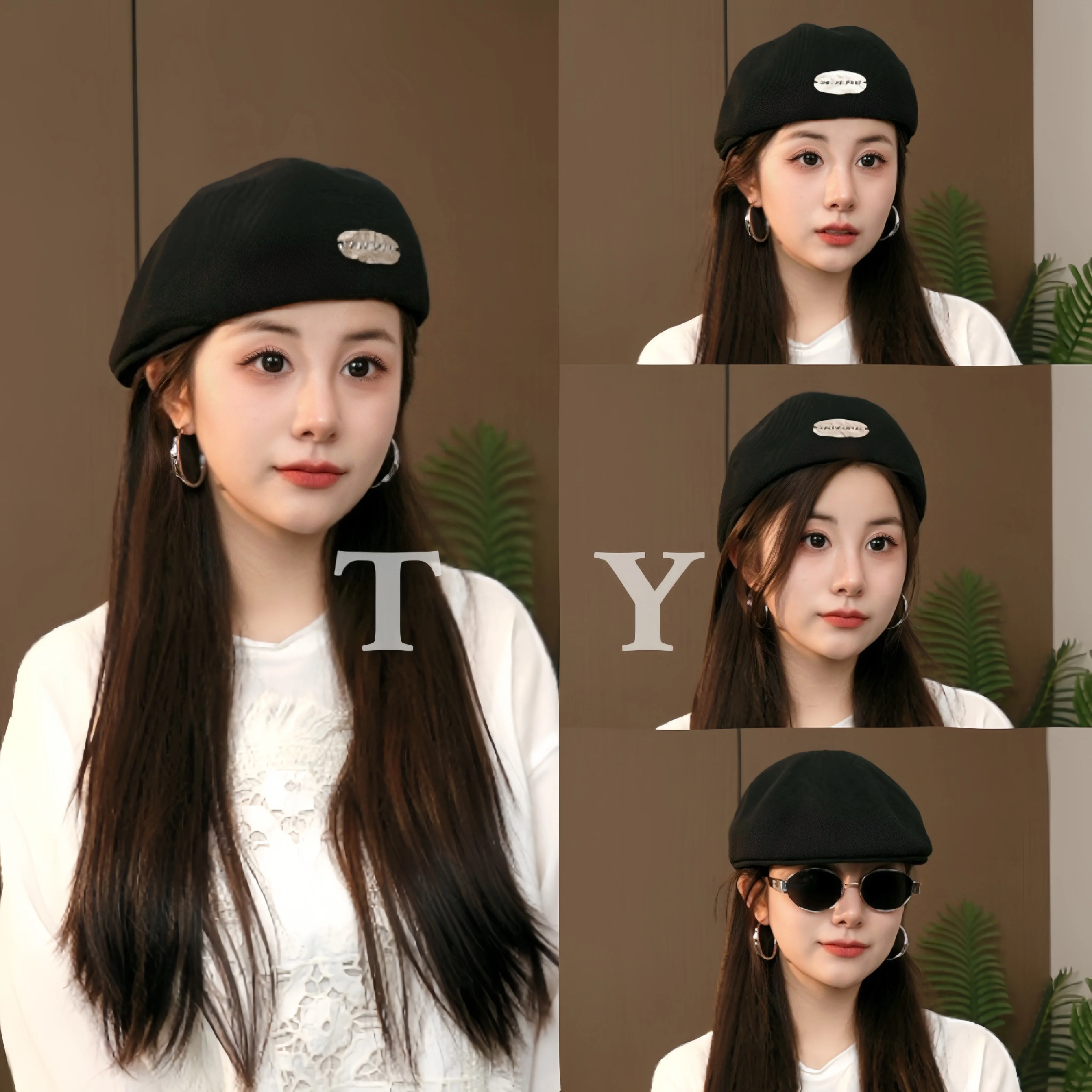 2026年春夏新作 韓国風ベレー帽 メタルラベル付き、人気のオンラインスタイル、綿糸製、万能レトロスタイル、画家帽