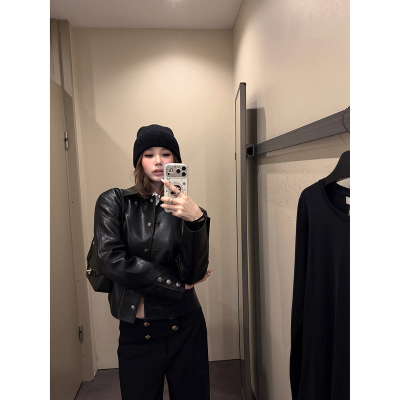 Tongiiuu American Retro Style Genuine Leather Jacket for Women, Loose Casual Jacket for Autumn