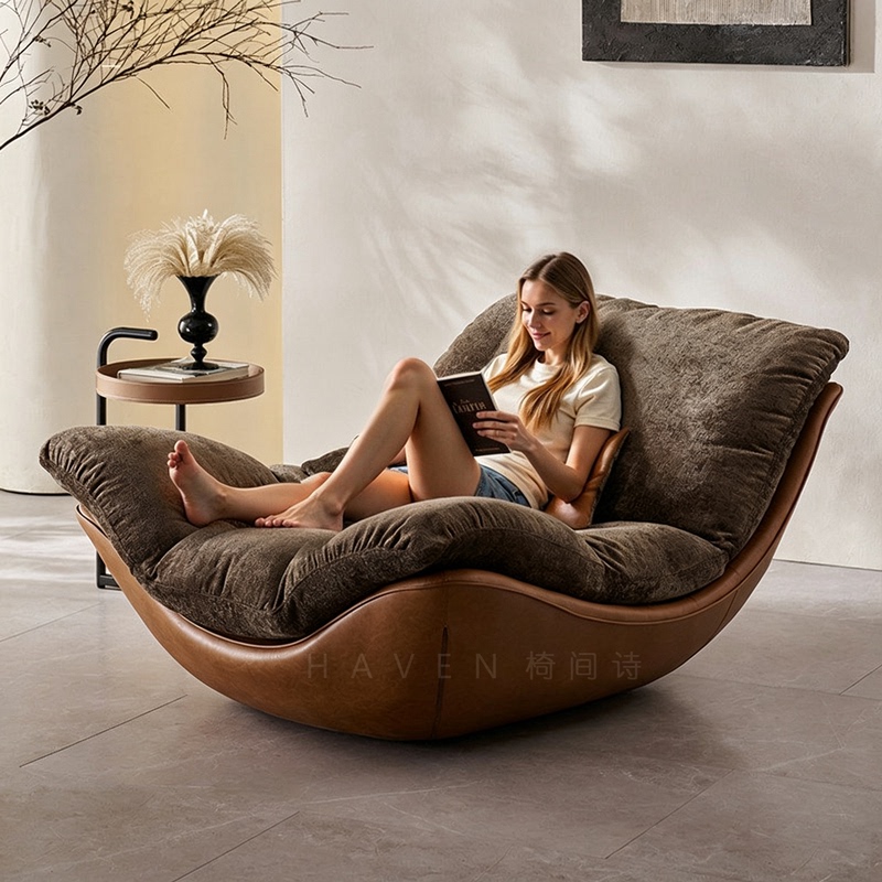 Italian Minimalist Island-Style Lounge Chair for Living Room and Balcony, Designer Lazy Sofa Chair, High-End Home Lounge Chair