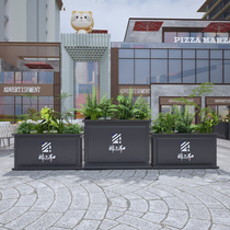 Outdoor stainless steel wrought iron flower box combination flower pot galvanized steel flower stand commercial street municipal outdoor planting box flower pond