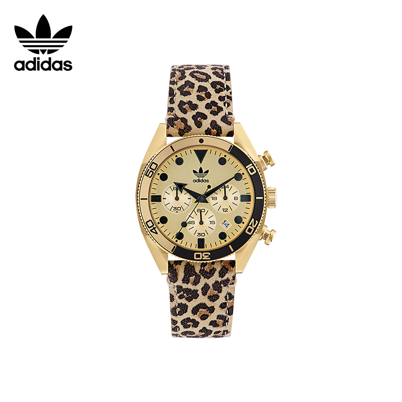 Adidas Originals Adidas Trefoil Official Quartz Watch Leopard Print Leather Strap for Men Adidas Originals Adidas Trefoil Official Quartz Watch Leopard Print Leather Strap for Men