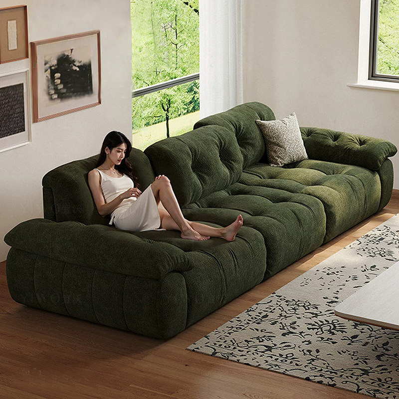 2026 New Model Chenille Cloud Sofa for Living Room with Adjustable Backrest, Large Size, Wide Seat Depth, Straight-Row Sofa