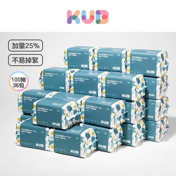 KUB可优比婴儿非棉柔巾绵柔巾宝宝干湿两用洗脸巾新生儿加厚36包实付229元到手包邮