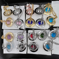 HOT Gold and silver edge multi-color 20MM glass large three-dimensional beaded Saturn necklace--B8136