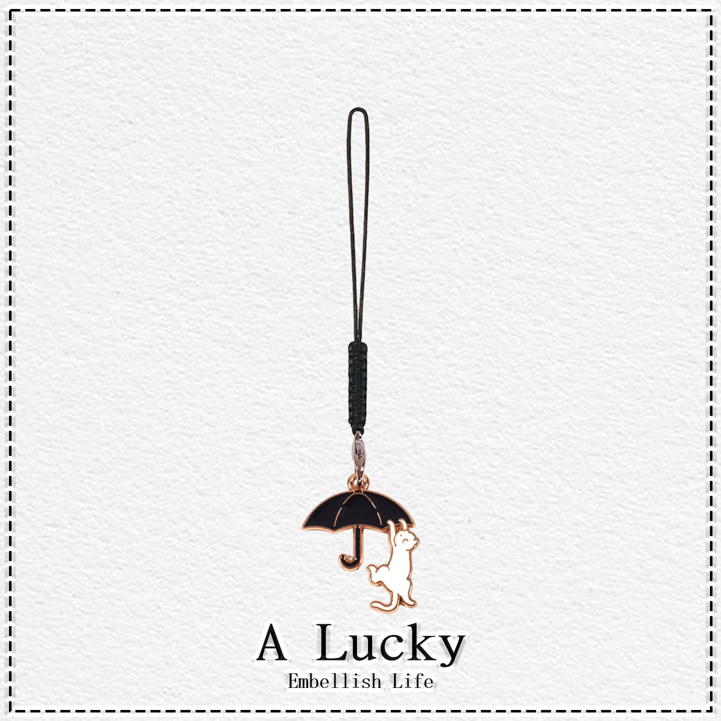 Playful kitten umbrella pendant, USB flash drive earphone charm, black and white milk cat student digital ornament, small gift