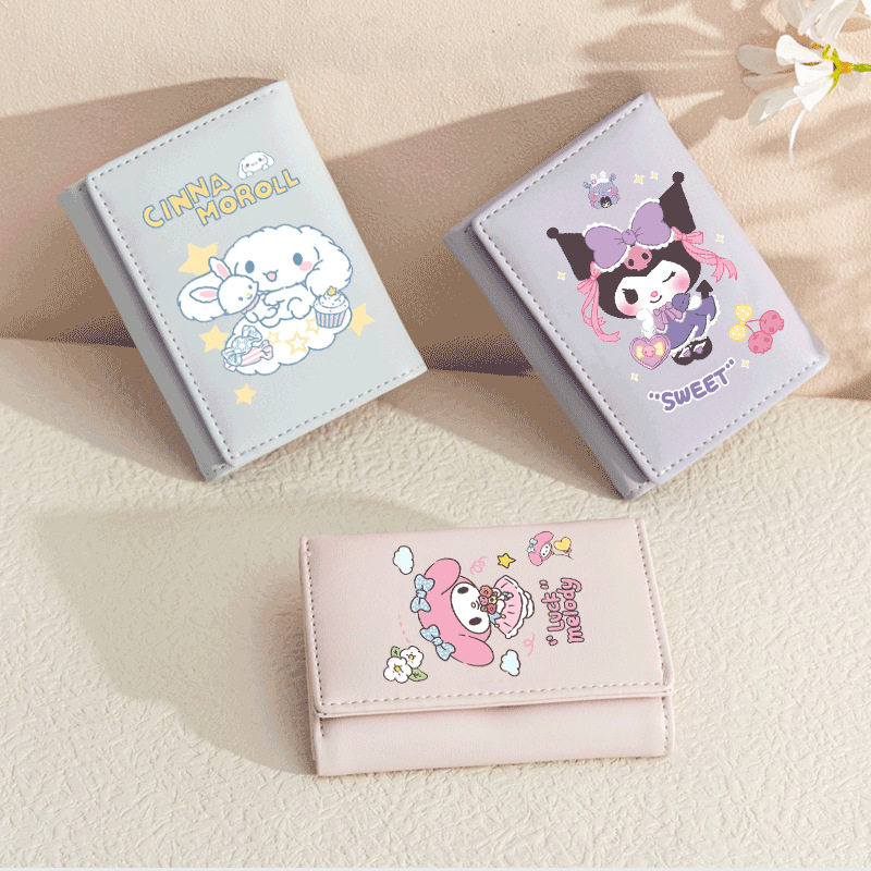Cartoon Wallet Woman Short Section Paccia Dog Brief By Button 3 Fold Female Style Student Small Wallet With Zero Wallet Card Holder-Taobao