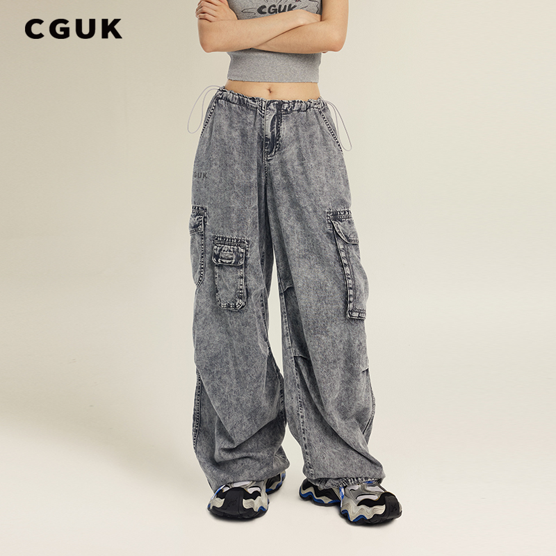 [Same Style as Li Hongyi] Cguk Loose Low-Waist Pocket Denim Umbrella Pants Casual Jeans