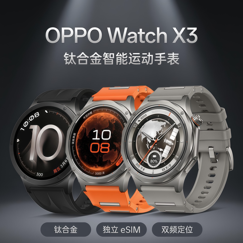 Oppo Watch X3 Fully Smart Watch, Aerospace-Grade Titanium Alloy Watch Body, Sports Watch with Ecg Function, Esim Oppo Watch X3 Fully Smart Watch, Aerospace-Grade Titanium Alloy Watch Body, Sports Watch with Ecg Function, Esim