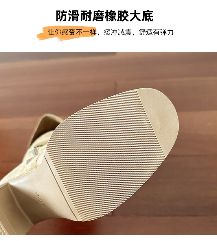 Западные Boots 高跟防水台长靴女侧拉炼 炼 𫔀两穿骑行靴高筒不过膝长筒靴小个子西部靴