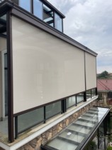 Open balcony windproof rolling curtain outdoor rainproof curtain mosquito dust sunshade heat insulation villa pavilion smart with light