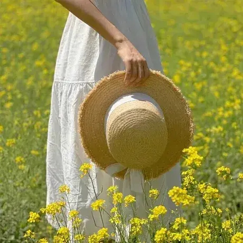 Sanya Seaside Yunnan Travel Suitable for Oilseed Rape Flower Photoshoot Hat Beach Rice Field Sun Protection Summer Sunshade Straw Hat for Women