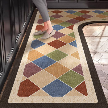 L-shaped kitchen floor mat, diatom mud, non-slip, anti-oil, water-absorbent, wipeable, washable, stain-resistant carpet, home foot mat