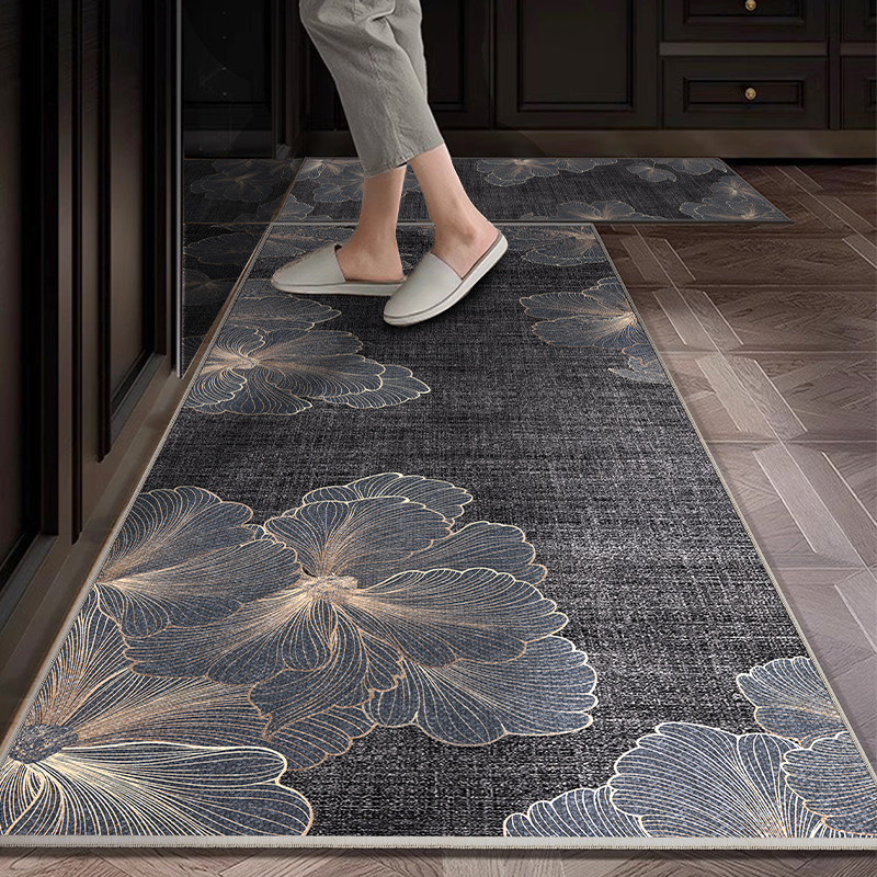 Kitchen floor mats, washable and wipeable carpet door anti-slip feet