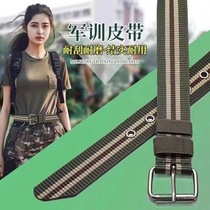 Canvas military training belt mens pin buckle new nylon special versatile lengthened male and female student pants with striped belt