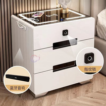 Minimalist modern multifunction with lamp wireless charging intelligent bed head cabinet fingerprint lock Bluetooth sound bedroom bedside cabinet