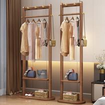 Solid wood bedroom floor-standing coat rack home hotel new Chinese style simple new bold coat rack storage clothes rack