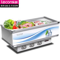 Letron Lecon Flat Island Cabinet Freezer Commercial Display Case Horizontal Freezer Point Vegetable Cabinet Kitchen Catering Sea