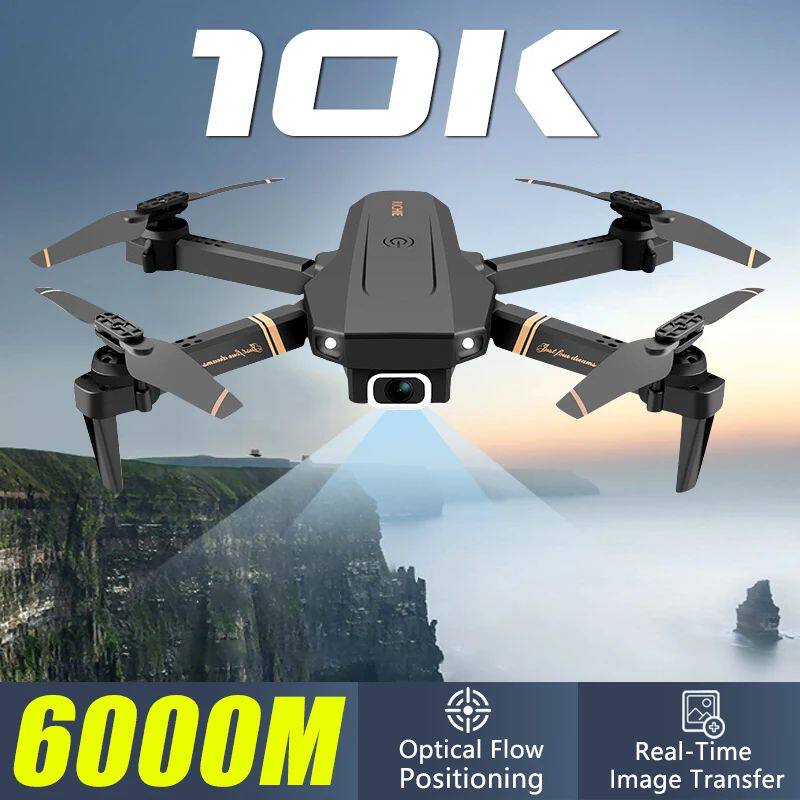 V4 RC Drone 10K HD Wide Angle Dual Camera WiFi 6KM Fpv Folda