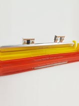 Two-section skate blade cover for speed skating spring retractable plastic blade cover that can stand to prevent the skate blade from rusting