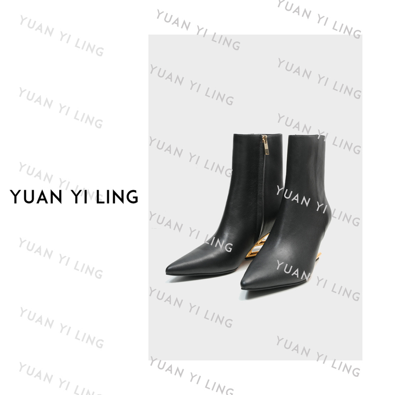 Yuan Yiling【F Family Ace】Golden'F' Shaped Three-Dimensional Heel High-Value Eye-Catching Boots Yuan Yiling【F Family Ace】Golden'F' Shaped Three-Dimensional Heel High-Value Eye-Catching Boots