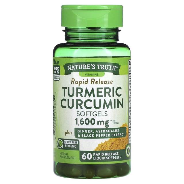 Nature'sTruth, Curcumin + Ginger, Astragalus ແລະ Black Pepper Extract, 800 mg, 60