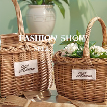 Rattan and wicker woven picnic baskets hand-held flower baskets fruit picking bamboo baskets bamboo woven egg baskets bamboo baskets storage baskets