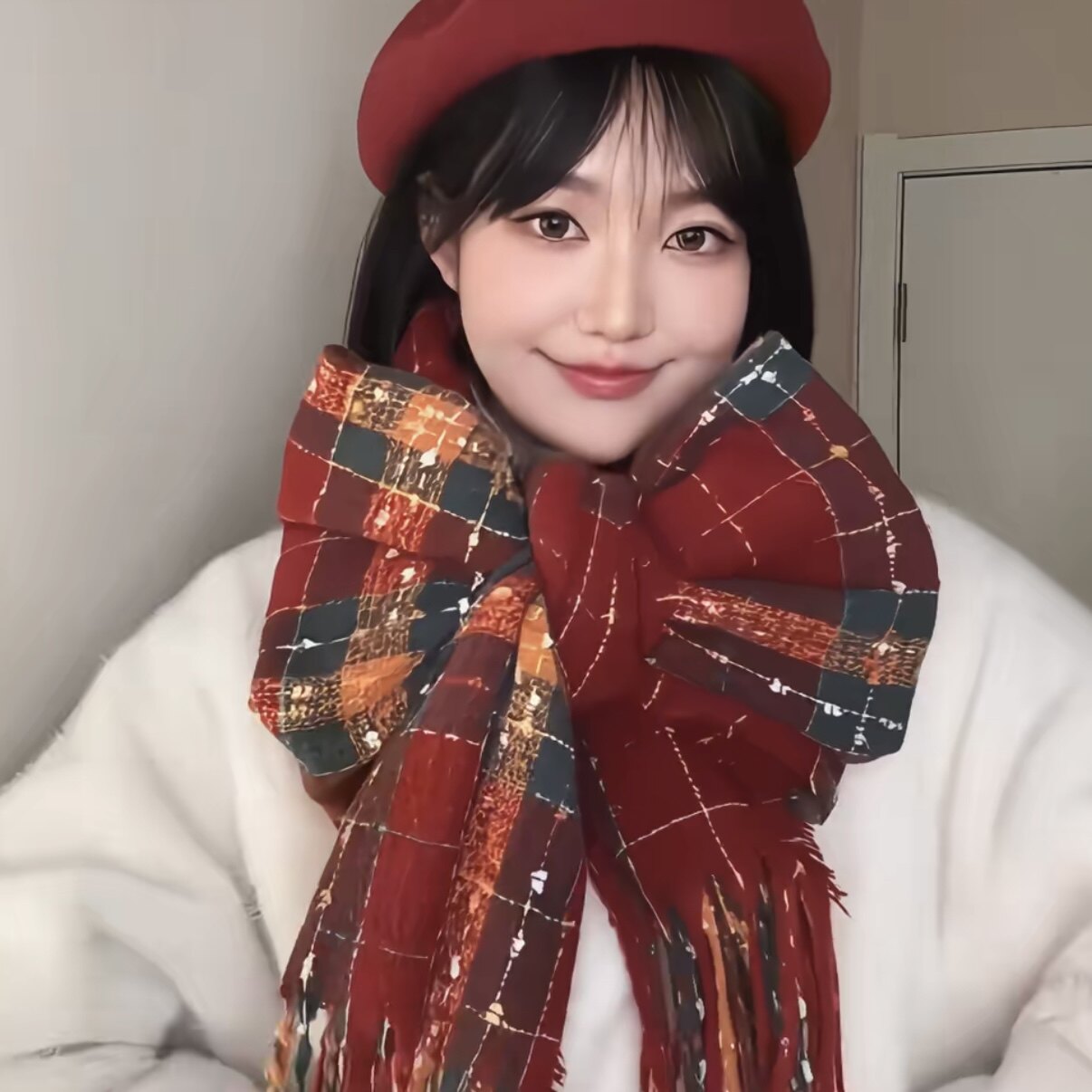 DIY handmade bow scarf for women, new winter style, sophisticated and versatile, thick and warm neck warmer.
