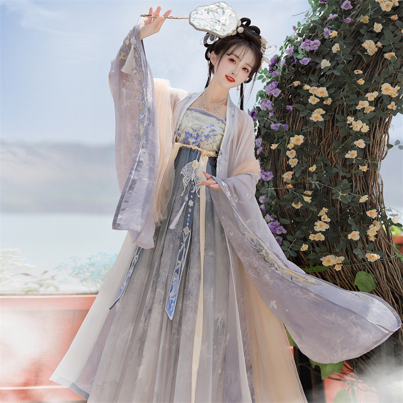唐制诃子裙汉服女2023新款原创 潇湘幻夜 中国风改良仙气古装套装-Taobao