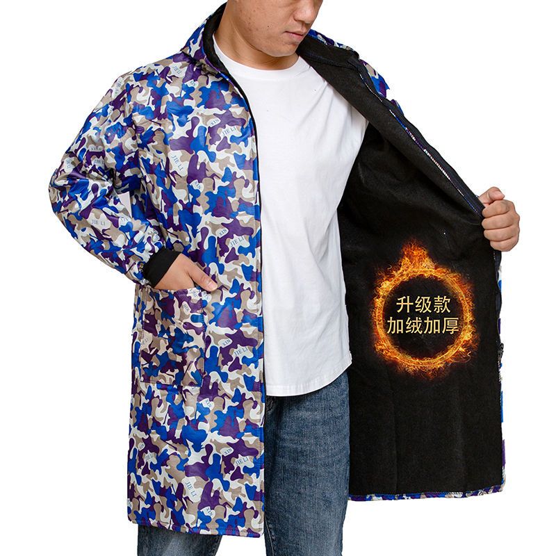 Zippered Fleece-Lined Work Coat for Men and Women, Thickened Long Waterproof and Oil-Proof Camouflage Jacket for Autumn and Winter Zippered Fleece-Lined Work Coat for Men and Women, Thickened Long Waterproof and Oil-Proof Camouflage Jacket for Autumn and Winter